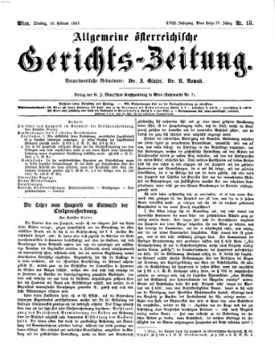 Allgemeine österreichische Gerichts-Zeitung Dienstag 19. Februar 1867