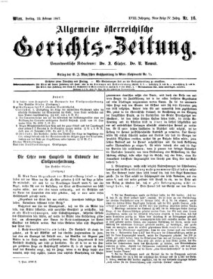 Allgemeine österreichische Gerichts-Zeitung Freitag 22. Februar 1867