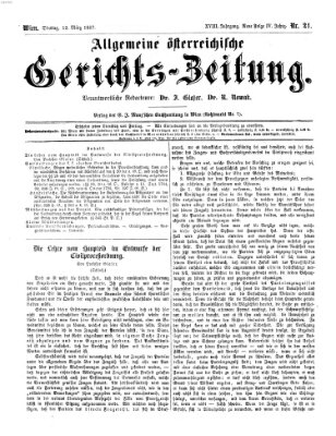 Allgemeine österreichische Gerichts-Zeitung Dienstag 12. März 1867