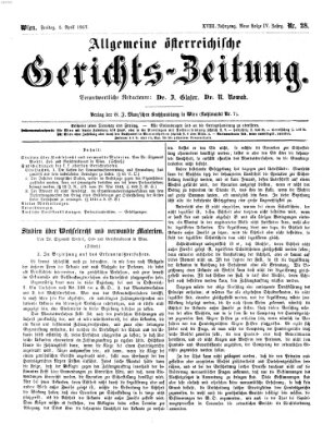 Allgemeine österreichische Gerichts-Zeitung Freitag 5. April 1867