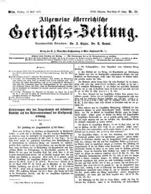 Allgemeine österreichische Gerichts-Zeitung Dienstag 16. April 1867