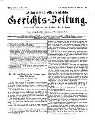 Allgemeine österreichische Gerichts-Zeitung Dienstag 14. Mai 1867