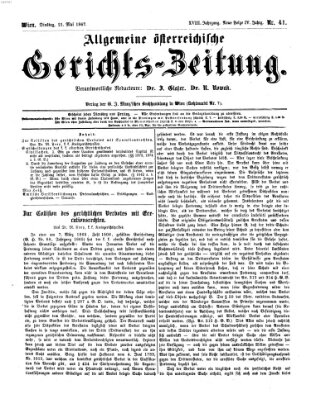 Allgemeine österreichische Gerichts-Zeitung Dienstag 21. Mai 1867