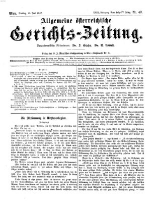 Allgemeine österreichische Gerichts-Zeitung Dienstag 18. Juni 1867