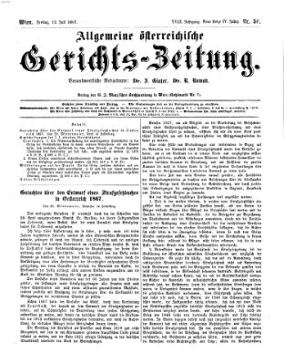 Allgemeine österreichische Gerichts-Zeitung Freitag 12. Juli 1867