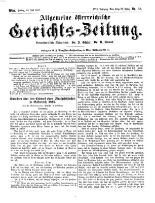 Allgemeine österreichische Gerichts-Zeitung Freitag 19. Juli 1867