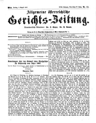 Allgemeine österreichische Gerichts-Zeitung Freitag 2. August 1867