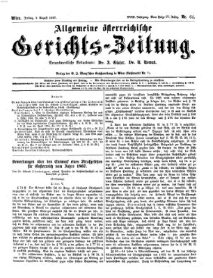 Allgemeine österreichische Gerichts-Zeitung Freitag 9. August 1867