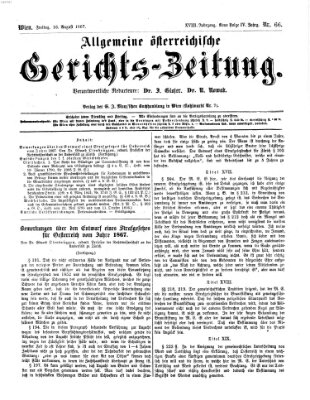 Allgemeine österreichische Gerichts-Zeitung Freitag 16. August 1867