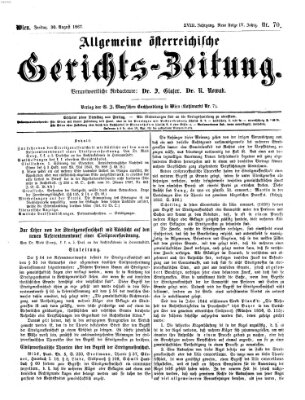 Allgemeine österreichische Gerichts-Zeitung Freitag 30. August 1867