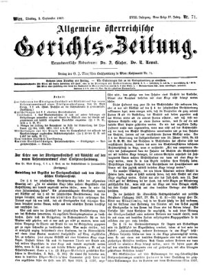 Allgemeine österreichische Gerichts-Zeitung Dienstag 3. September 1867