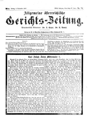 Allgemeine österreichische Gerichts-Zeitung Freitag 6. September 1867