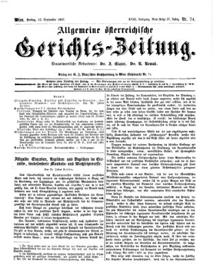 Allgemeine österreichische Gerichts-Zeitung Freitag 13. September 1867