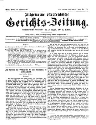 Allgemeine österreichische Gerichts-Zeitung Freitag 20. September 1867