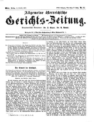 Allgemeine österreichische Gerichts-Zeitung Freitag 11. Oktober 1867