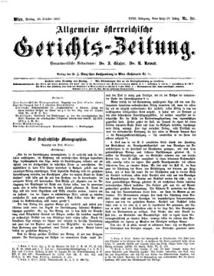 Allgemeine österreichische Gerichts-Zeitung Freitag 25. Oktober 1867