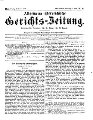 Allgemeine österreichische Gerichts-Zeitung Dienstag 29. Oktober 1867