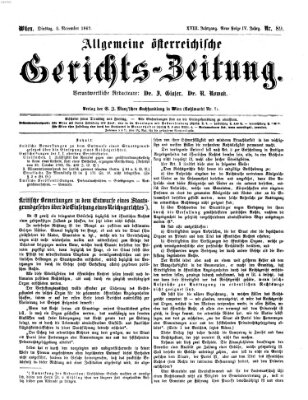 Allgemeine österreichische Gerichts-Zeitung Dienstag 5. November 1867