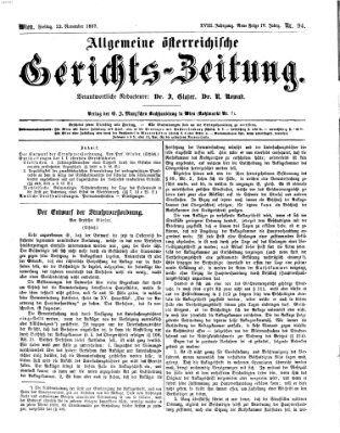 Allgemeine österreichische Gerichts-Zeitung Freitag 22. November 1867