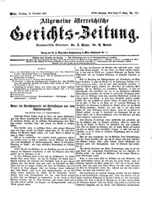 Allgemeine österreichische Gerichts-Zeitung Dienstag 26. November 1867