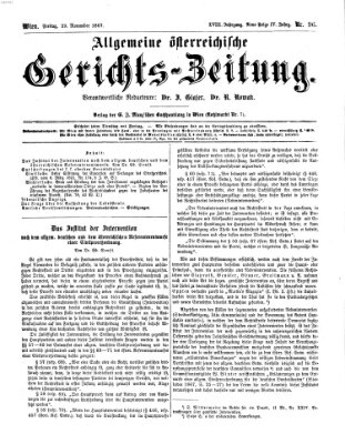 Allgemeine österreichische Gerichts-Zeitung Freitag 29. November 1867