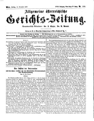 Allgemeine österreichische Gerichts-Zeitung Freitag 13. Dezember 1867