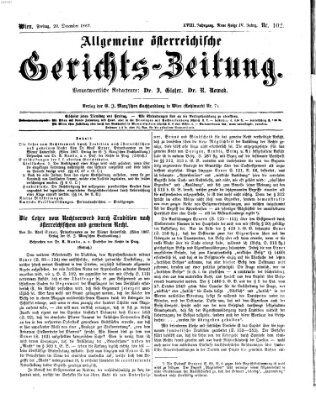 Allgemeine österreichische Gerichts-Zeitung Freitag 20. Dezember 1867