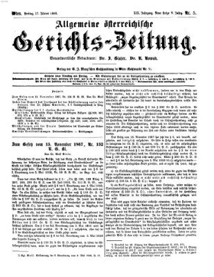 Allgemeine österreichische Gerichts-Zeitung Freitag 17. Januar 1868