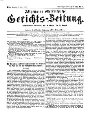 Allgemeine österreichische Gerichts-Zeitung Dienstag 28. Januar 1868