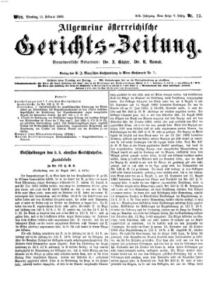 Allgemeine österreichische Gerichts-Zeitung Dienstag 11. Februar 1868