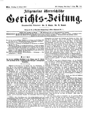 Allgemeine österreichische Gerichts-Zeitung Dienstag 25. Februar 1868