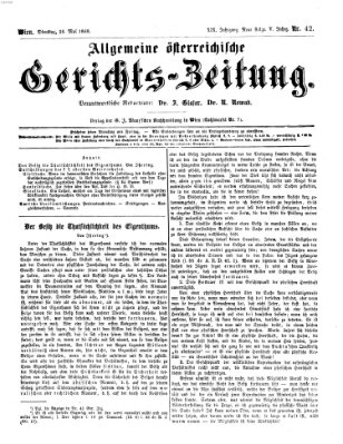 Allgemeine österreichische Gerichts-Zeitung Dienstag 26. Mai 1868