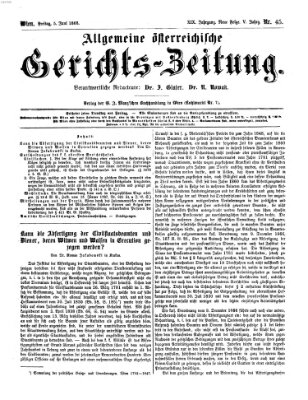 Allgemeine österreichische Gerichts-Zeitung Freitag 5. Juni 1868