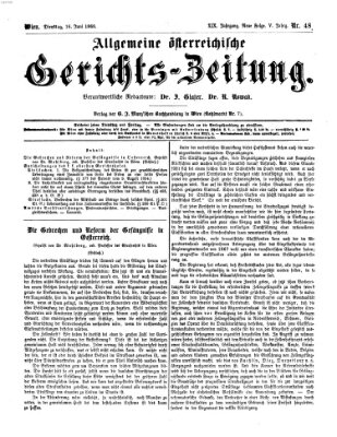 Allgemeine österreichische Gerichts-Zeitung Dienstag 16. Juni 1868