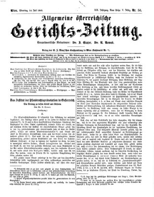 Allgemeine österreichische Gerichts-Zeitung Dienstag 14. Juli 1868