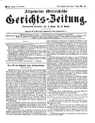 Allgemeine österreichische Gerichts-Zeitung Freitag 31. Juli 1868