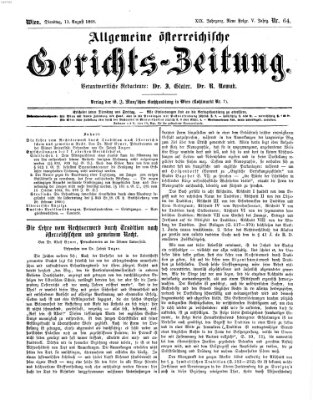 Allgemeine österreichische Gerichts-Zeitung Dienstag 11. August 1868