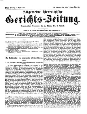 Allgemeine österreichische Gerichts-Zeitung Dienstag 18. August 1868