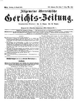 Allgemeine österreichische Gerichts-Zeitung Dienstag 25. August 1868