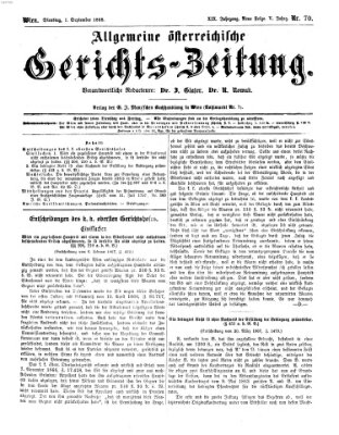 Allgemeine österreichische Gerichts-Zeitung Dienstag 1. September 1868