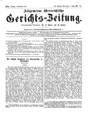 Allgemeine österreichische Gerichts-Zeitung Freitag 11. September 1868