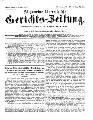 Allgemeine österreichische Gerichts-Zeitung Freitag 18. September 1868