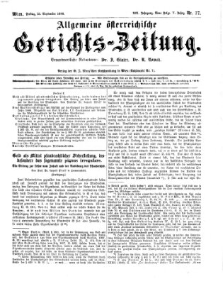 Allgemeine österreichische Gerichts-Zeitung Freitag 25. September 1868