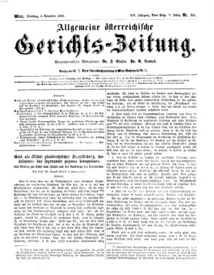 Allgemeine österreichische Gerichts-Zeitung Dienstag 3. November 1868