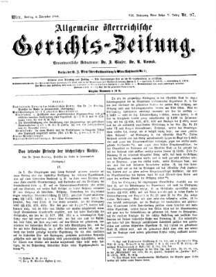 Allgemeine österreichische Gerichts-Zeitung Freitag 4. Dezember 1868