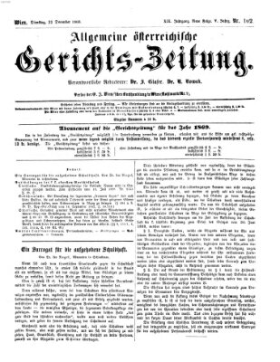 Allgemeine österreichische Gerichts-Zeitung Dienstag 22. Dezember 1868