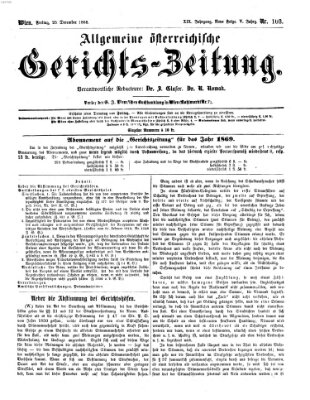 Allgemeine österreichische Gerichts-Zeitung Freitag 25. Dezember 1868