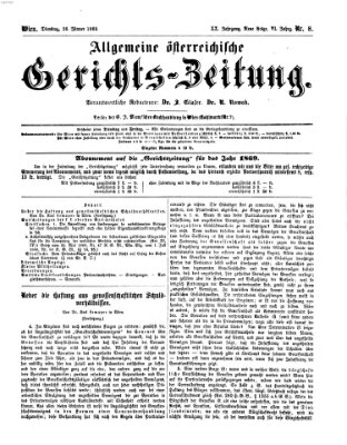 Allgemeine österreichische Gerichts-Zeitung Dienstag 26. Januar 1869