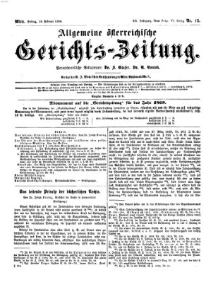 Allgemeine österreichische Gerichts-Zeitung Freitag 19. Februar 1869