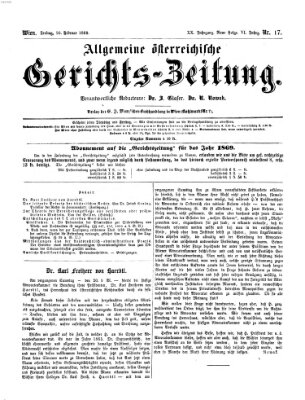 Allgemeine österreichische Gerichts-Zeitung Freitag 26. Februar 1869